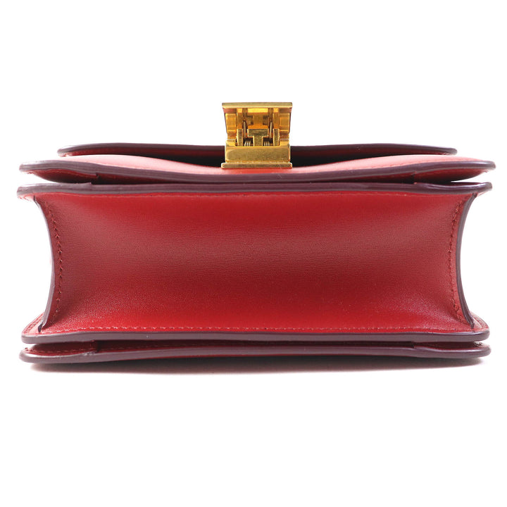 【ドンドン見直し】極美品△CELINE セリーヌ 189183DLS CLASSIC BOX Small レザー ショルダーバッグ レッド ゴールド金具 伊製