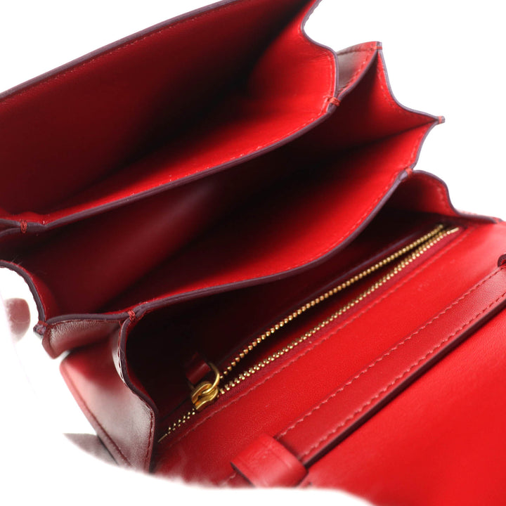 【ドンドン見直し】極美品△CELINE セリーヌ 189183DLS CLASSIC BOX Small レザー ショルダーバッグ レッド ゴールド金具 伊製