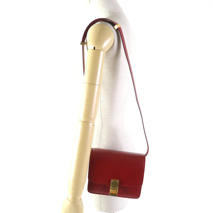 【ドンドン見直し】極美品△CELINE セリーヌ 189183DLS CLASSIC BOX Small レザー ショルダーバッグ レッド ゴールド金具 伊製