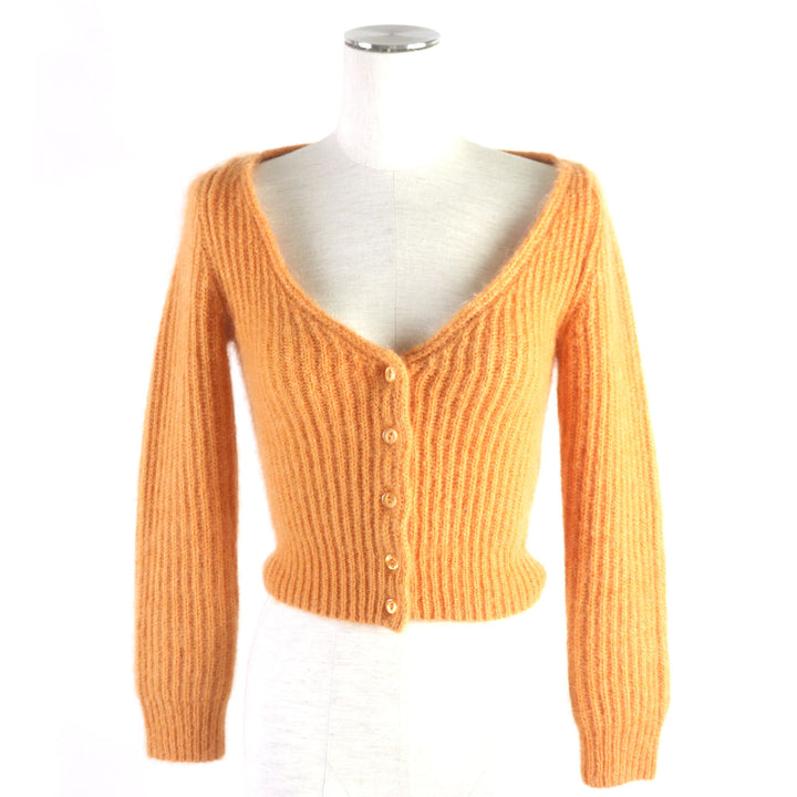 【ドンドン見直し】極美品▼セリーヌ 定価176000円 2021年製 2A38T377N クロップド丈 ニット カーディガン オレンジ XS 伊製 正規品