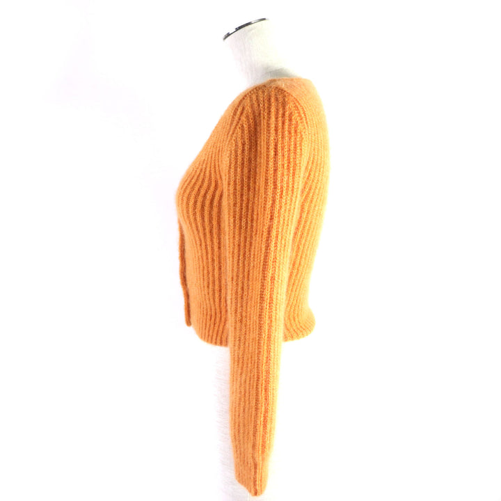 【ドンドン見直し】極美品▼セリーヌ 定価176000円 2021年製 2A38T377N クロップド丈 ニット カーディガン オレンジ XS 伊製 正規品