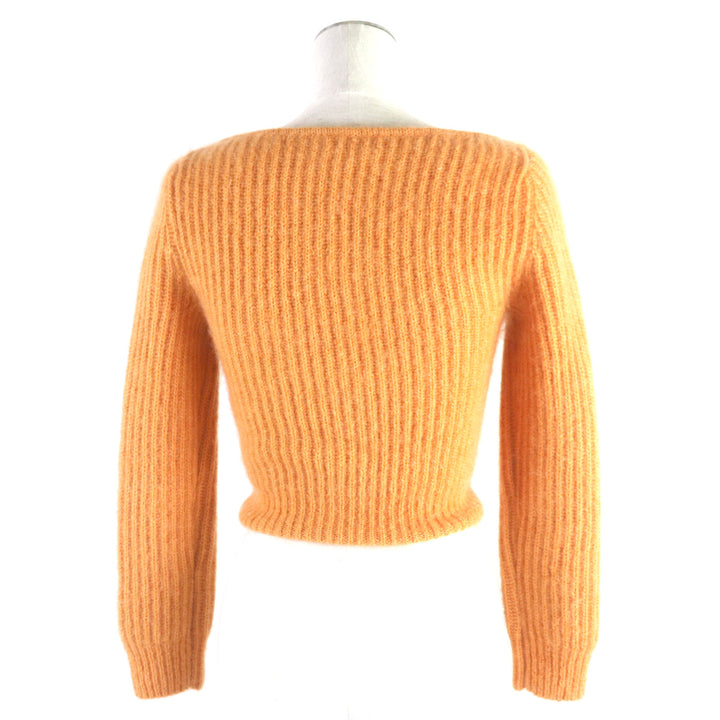 【ドンドン見直し】極美品▼セリーヌ 定価176000円 2021年製 2A38T377N クロップド丈 ニット カーディガン オレンジ XS 伊製 正規品