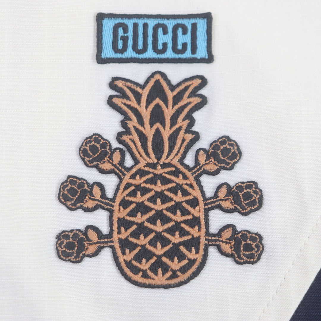 極美品▼GUCCI グッチ 22SS 669142 パイナップル 刺繍・アップリケ付き フーテッド ZIP ジャケット マルチ 48 イタリア製 正規品 メンズ