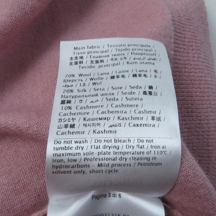 美品★ヴァレンティノ TB9KC29F78N シルク カシミヤ混 クルーネック ロックスタッズ付 長袖 ニット ピンク 40 正規品 レディース