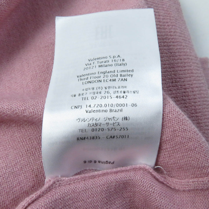美品★ヴァレンティノ TB9KC29F78N シルク カシミヤ混 クルーネック ロックスタッズ付 長袖 ニット ピンク 40 正規品 レディース