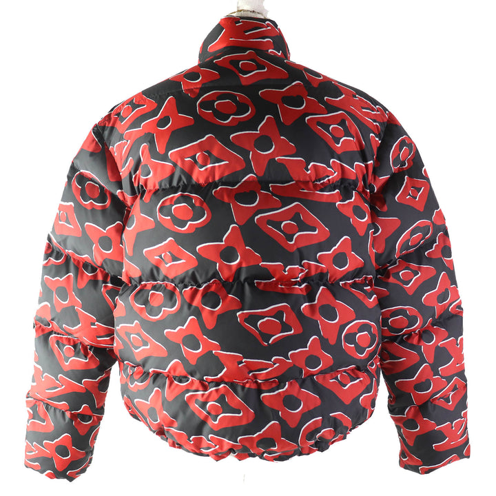 極美品△ルイヴィトン ウルス フィッシャー 21SS 1A8B3X タフテッドモノグラム ハイネック ダウンジャケット 赤 黒 36 伊製 正規品