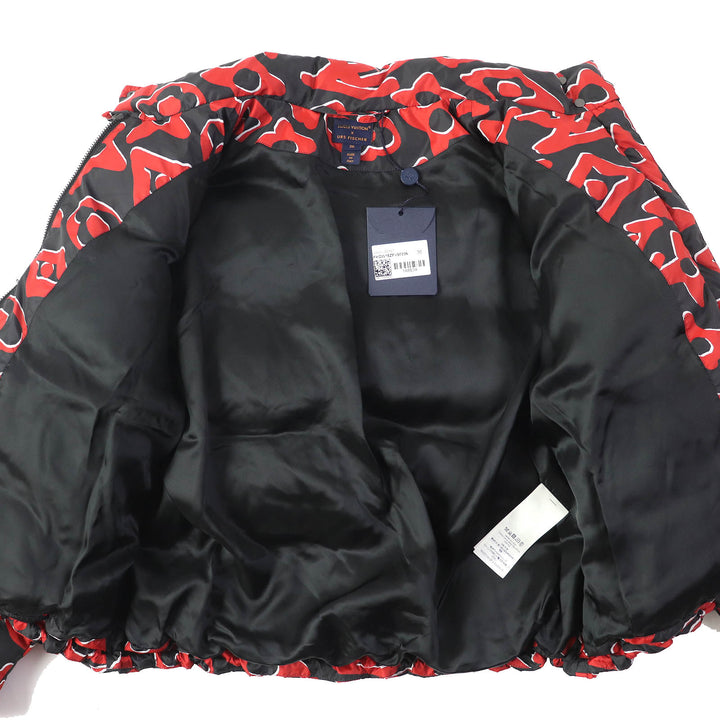 極美品△ルイヴィトン ウルス フィッシャー 21SS 1A8B3X タフテッドモノグラム ハイネック ダウンジャケット 赤 黒 36 伊製 正規品