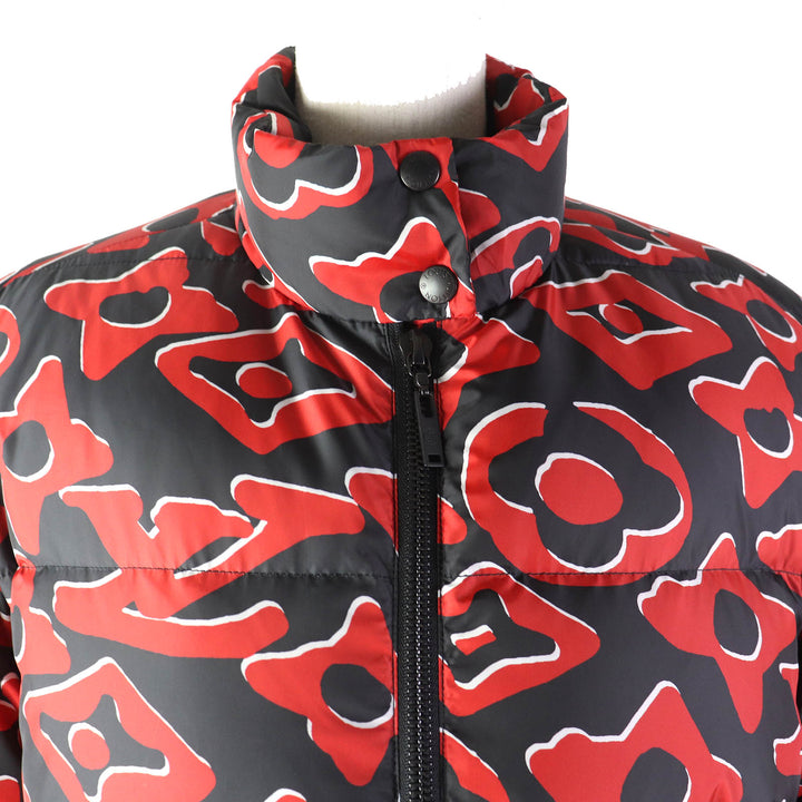極美品△ルイヴィトン ウルス フィッシャー 21SS 1A8B3X タフテッドモノグラム ハイネック ダウンジャケット 赤 黒 36 伊製 正規品