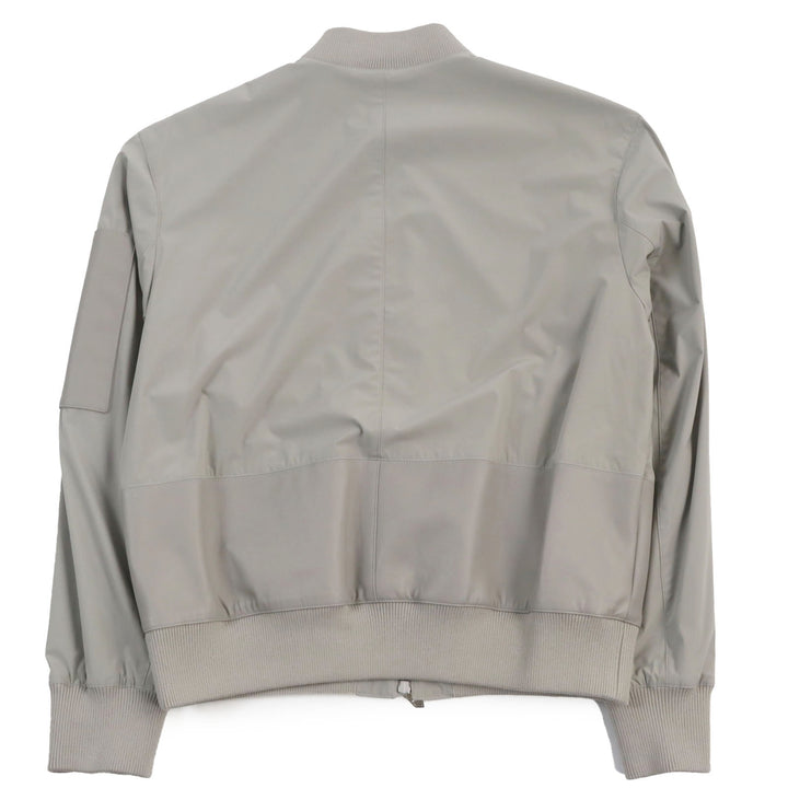 未使用品●HERMES エルメス 23SS ラムレザー使い ツーコンポジット リブジップアップ ジャケット グレー 50 フランス製　正規品 メンズ