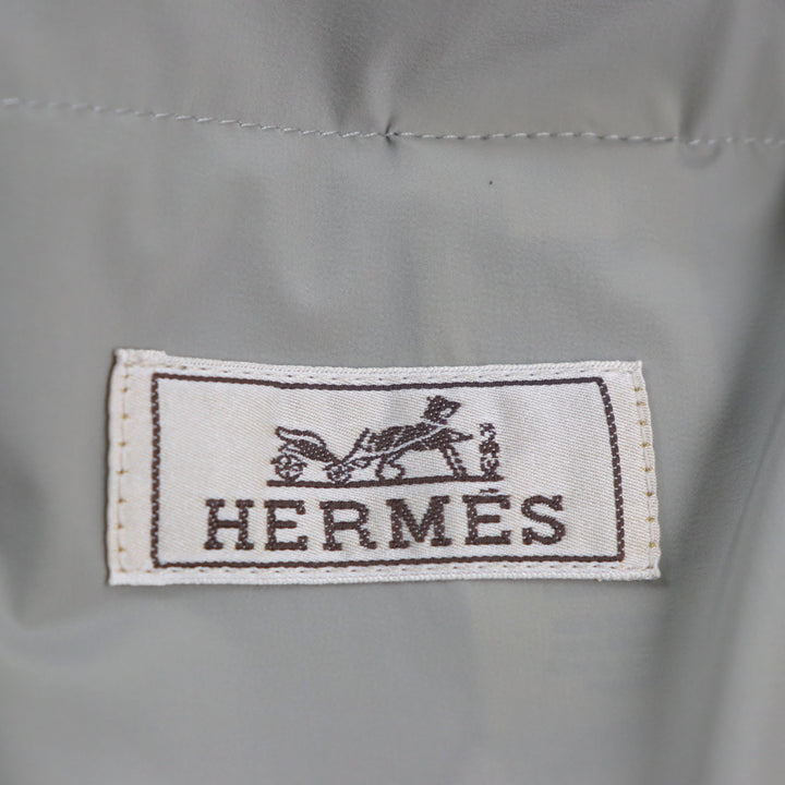 未使用品●HERMES エルメス 23SS ラムレザー使い ツーコンポジット リブジップアップ ジャケット グレー 50 フランス製　正規品 メンズ