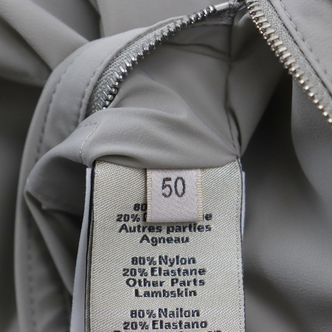未使用品●HERMES エルメス 23SS ラムレザー使い ツーコンポジット リブジップアップ ジャケット グレー 50 フランス製　正規品 メンズ