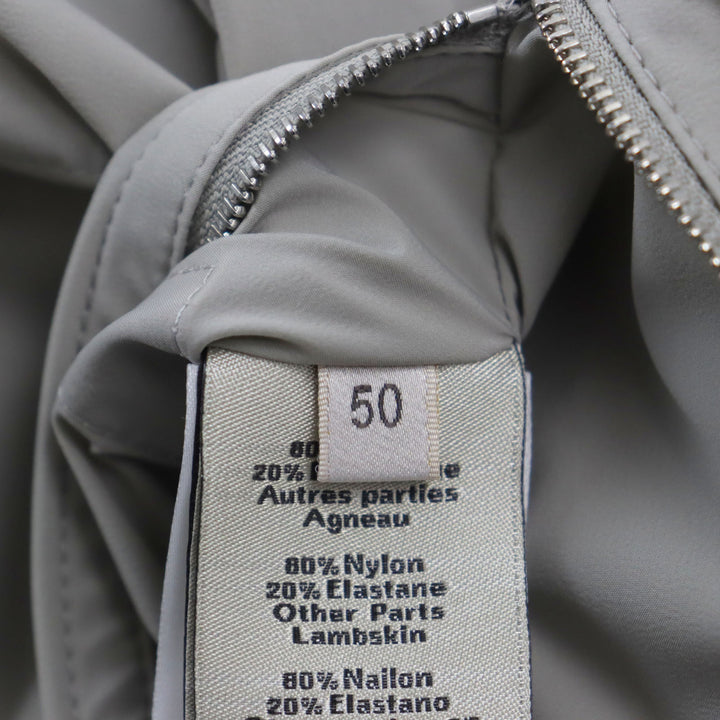 未使用品●HERMES エルメス 23SS ラムレザー使い ツーコンポジット リブジップアップ ジャケット グレー 50 フランス製　正規品 メンズ
