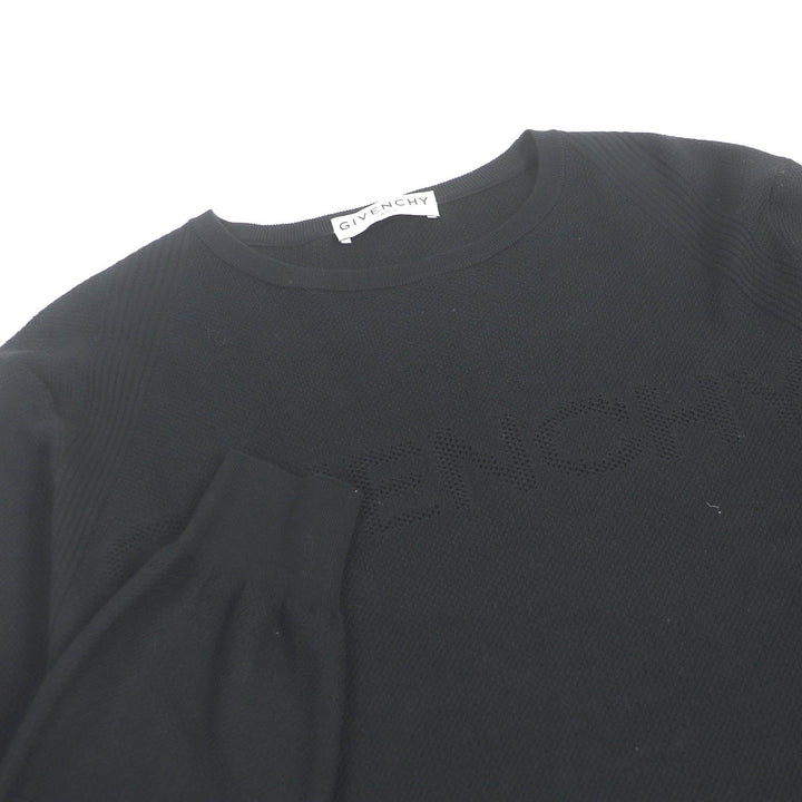 美品□GIVENCHY ジバンシィ BM90CL4Y5U 薄手 ロングスリーブ 長袖 メッシュ ロゴニット セーター ブラック XS イタリア製 正規品 メンズ