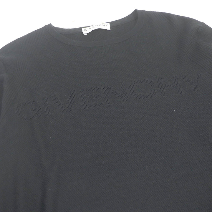 美品□GIVENCHY ジバンシィ BM90CL4Y5U 薄手 ロングスリーブ 長袖 メッシュ ロゴニット セーター ブラック XS イタリア製 正規品 メンズ