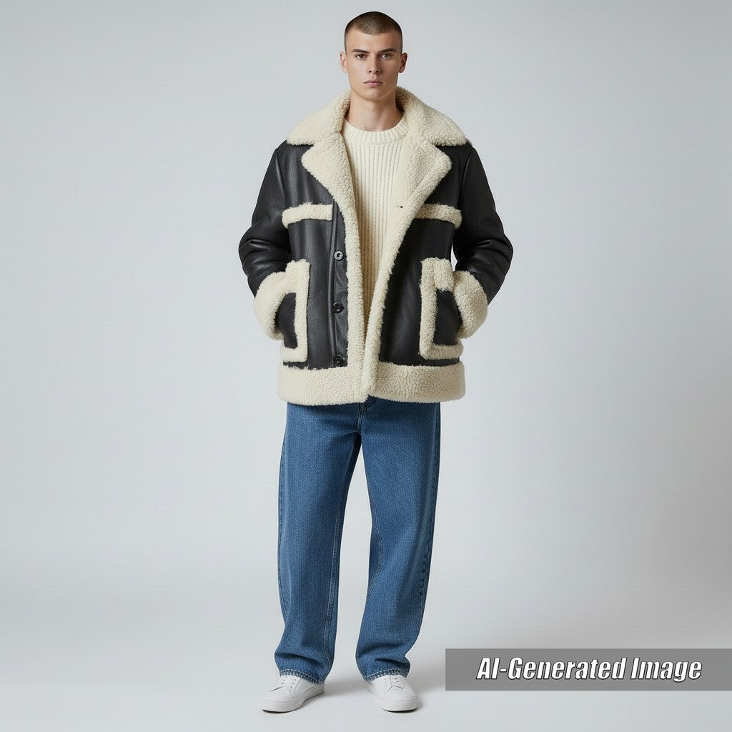 未使用品□Sacai サカイ 22AW 22-02902M フェイクシアリング エコレザー ブルゾン ジャケット ブラック 1 日本製 正規品 メンズオススメ