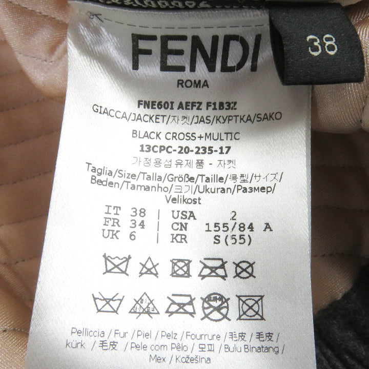 極美品□フェンディ 2020年製 FNE60I レオパード ミンクファー カシミヤ混 ブルゾン ボンバージャケット 38 伊製 正規品