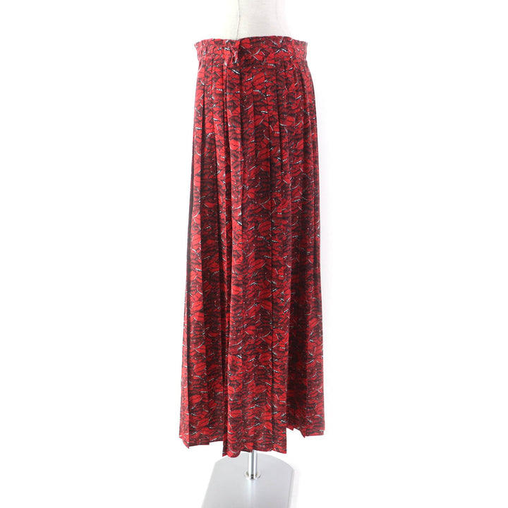 【ドンドン見直し】極美品★ヴァレンティノ 定価319000円 VB3RA74062W リッププリント プリーツ ロングスカート 42 伊製 正規品