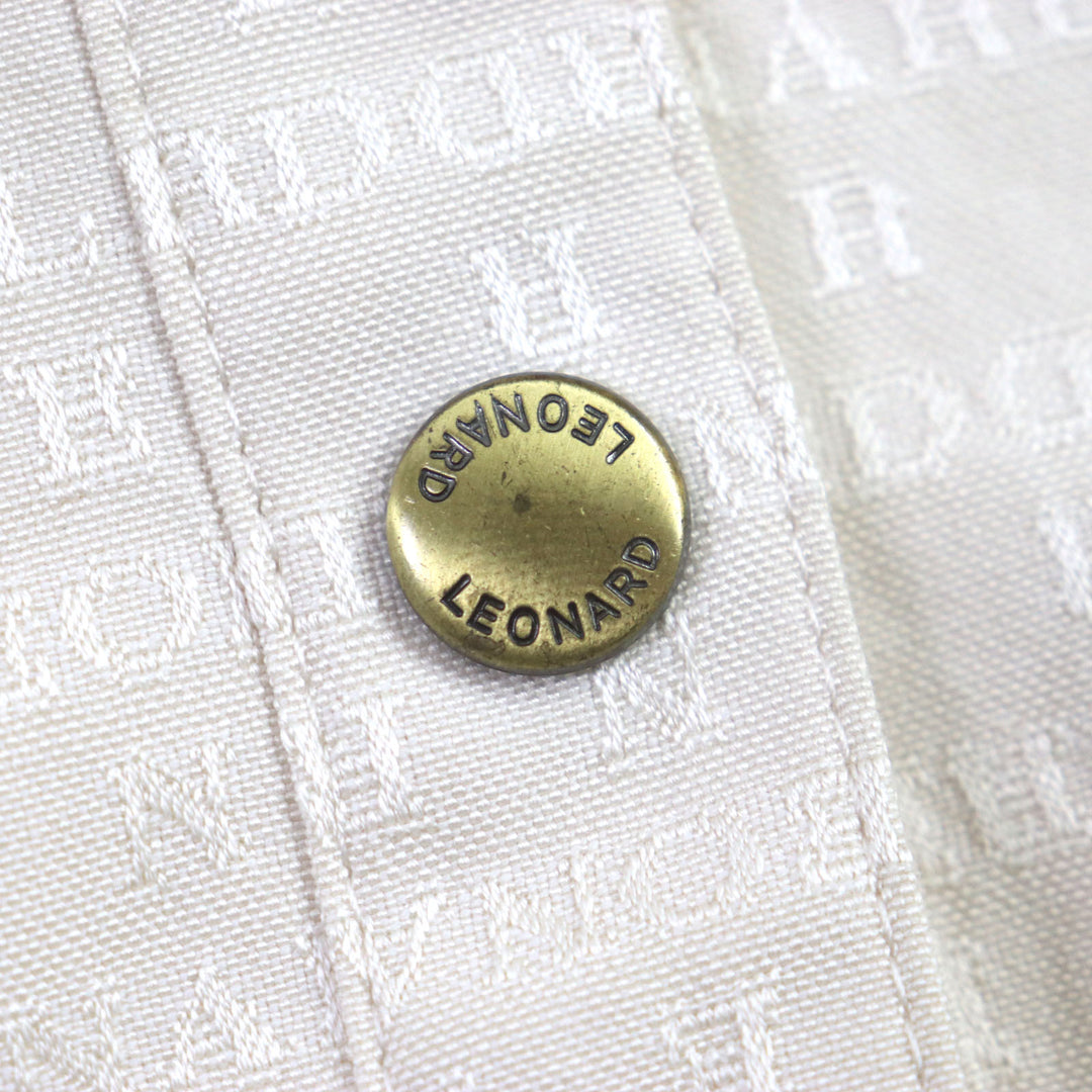 【ドンドン見直し】美品▼LEONARD レオナール ロゴ総柄 ロゴ入りゴールドボタン ブルゾン ジャケット 9 日本製 正規品 レディース