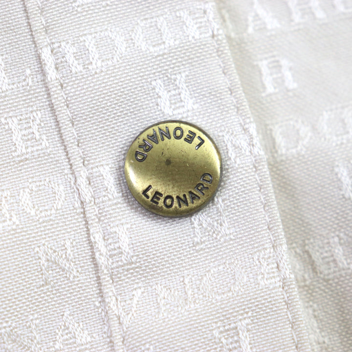 【ドンドン見直し】美品▼LEONARD レオナール ロゴ総柄 ロゴ入りゴールドボタン ブルゾン ジャケット 9 日本製 正規品 レディース
