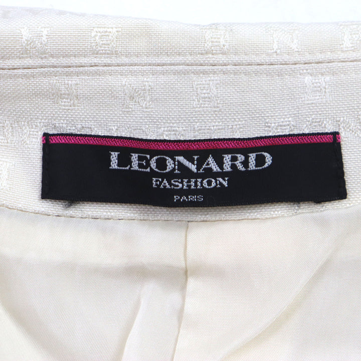 【ドンドン見直し】美品▼LEONARD レオナール ロゴ総柄 ロゴ入りゴールドボタン ブルゾン ジャケット 9 日本製 正規品 レディース
