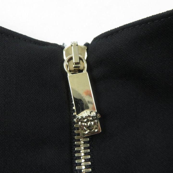 【ドンドン見直し】美品★VERSACE ヴェルサーチ メデューサトップ バックジップ 膝丈 半袖 ワンピース 40 伊製 正規品 レディース