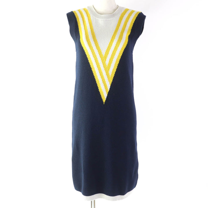 【ドンドン見直し】極美品☆BARRIE バリー Knit Dress カシミヤ100％ 膝丈 ノースリーブ ニット ワンピース XS 正規品 レディース