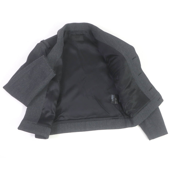 極美品□プラダ 定価440000円 23AW SGC362 トライアングルロゴ フライフロント 比翼 ウールブルゾンジャケット グレー 48 伊製 正規品