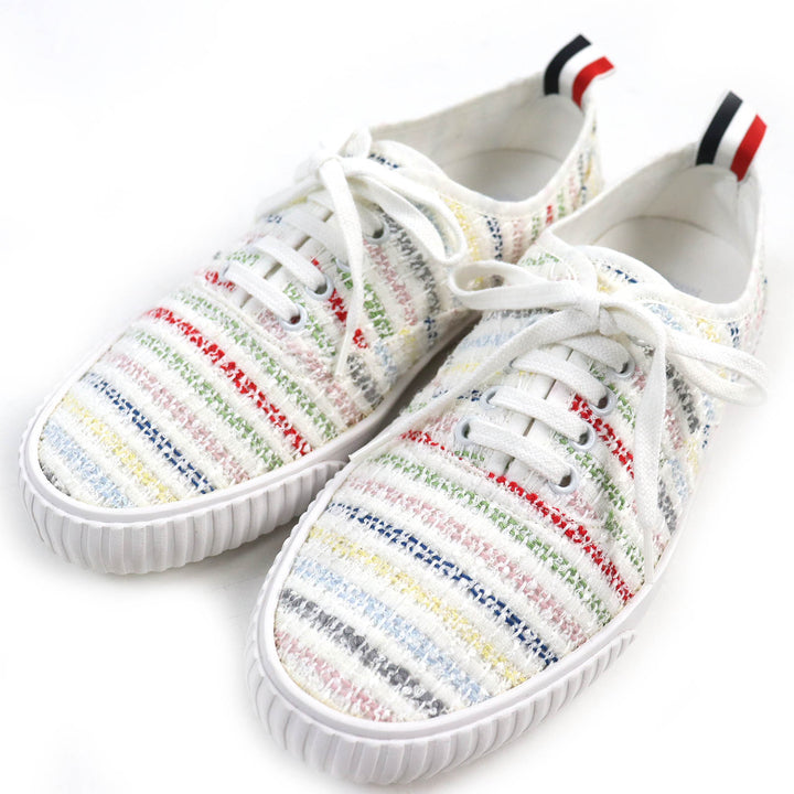 【ドンドン見直し】美品△THOM BROWNE トムブラウン ツイード レースアップ ローカットスニーカー 8 スペイン製 メンズ