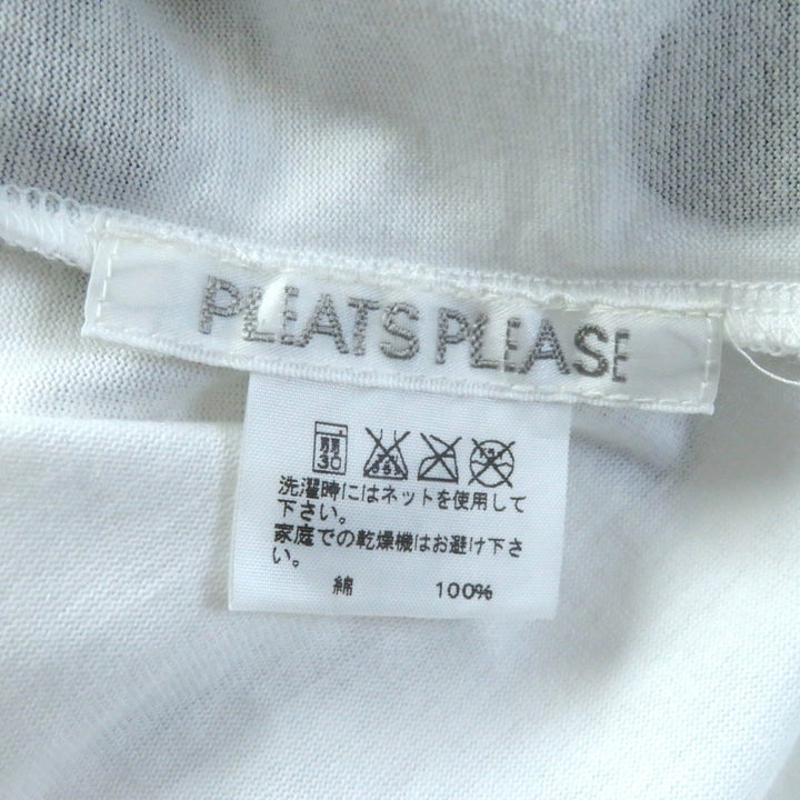 【ドンドン見直し】未使用品★プリーツプリーズ イッセイミヤケ コットン100％ ドット柄 クルーネック 半袖Ｔシャツ 3 日本製 正規品
