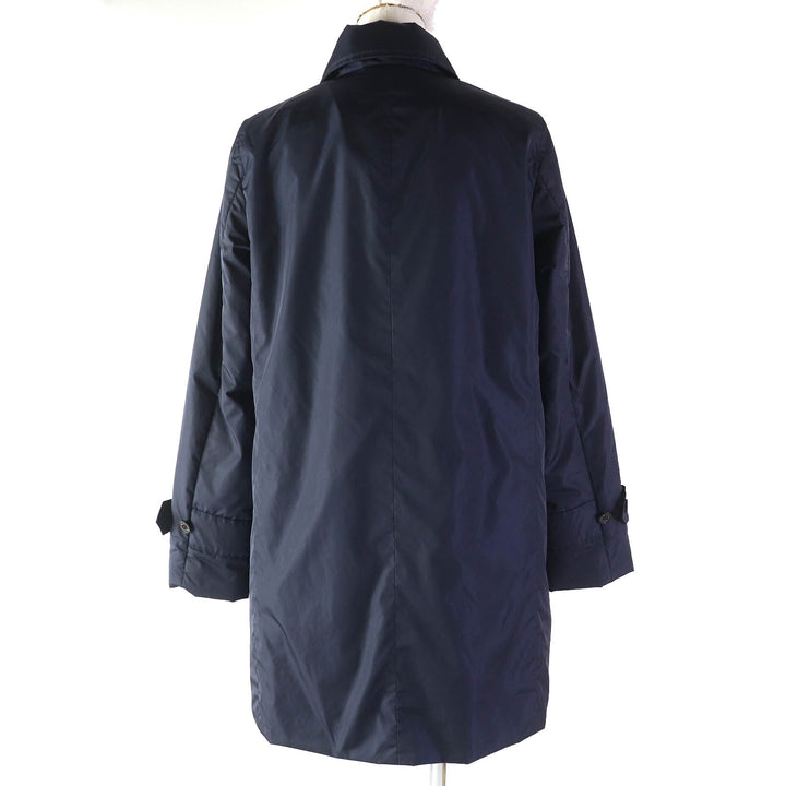 未使用品△Aquascutum アクアスキュータム 定価66000円 ゼブラ柄中綿ライナー付き 比翼 シングルコート ネイビー S 正規品 レディース
