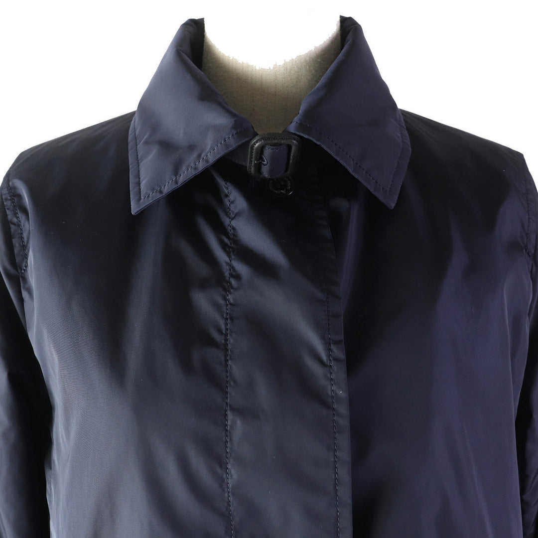 未使用品△Aquascutum アクアスキュータム 定価66000円 ゼブラ柄中綿ライナー付き 比翼 シングルコート ネイビー S 正規品 レディース