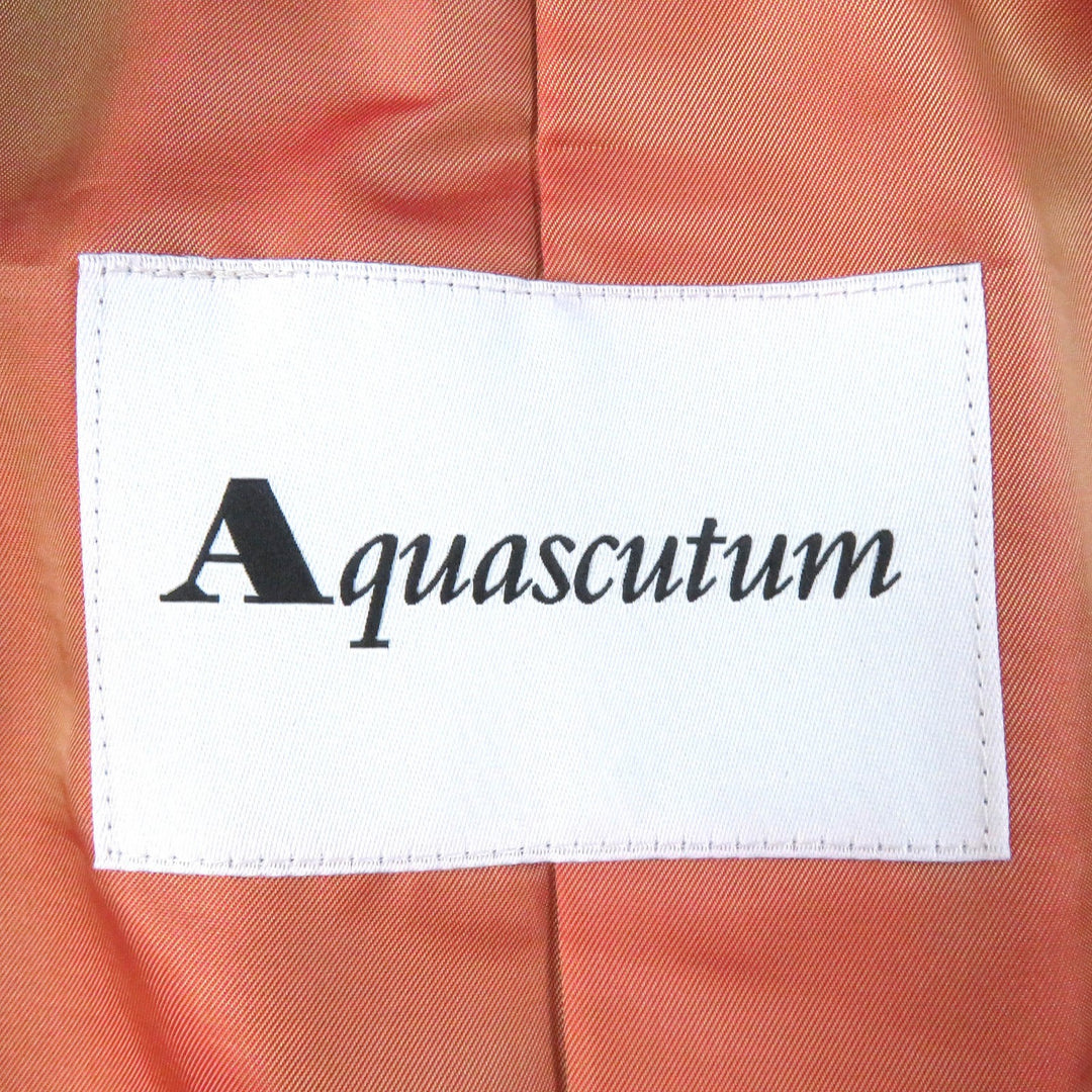 未使用品△Aquascutum アクアスキュータム 定価66000円 ゼブラ柄中綿ライナー付き 比翼 シングルコート ネイビー S 正規品 レディース