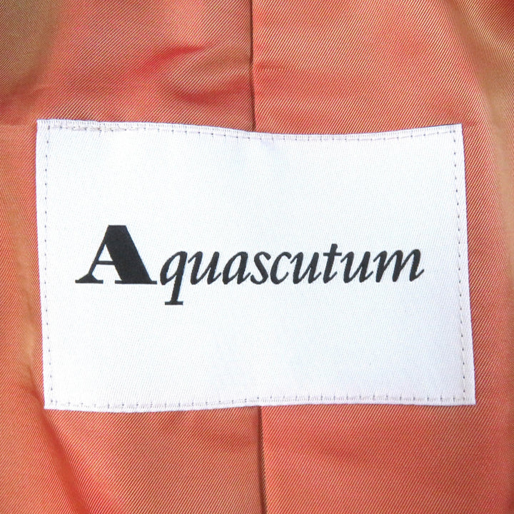 未使用品△Aquascutum アクアスキュータム 定価66000円 ゼブラ柄中綿ライナー付き 比翼 シングルコート ネイビー S 正規品 レディース