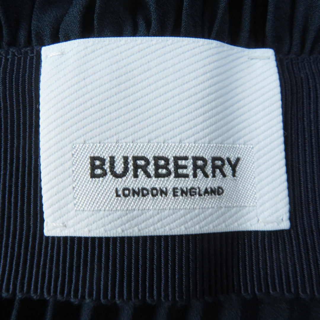 【ドンドン見直し】未使用品◎BURBERRY バーバリー 8038788 シルク使い プリーツ キャミワンピース ネイビー 38 伊製 正規品 レディース