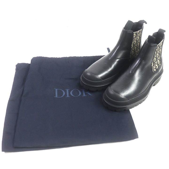 美品▼DIOR ディオール オム 定価176000円 DIOR EXPLORER オブリーク レザー サイドゴア チェルシー ブーツ ブラック 39 袋付 伊製