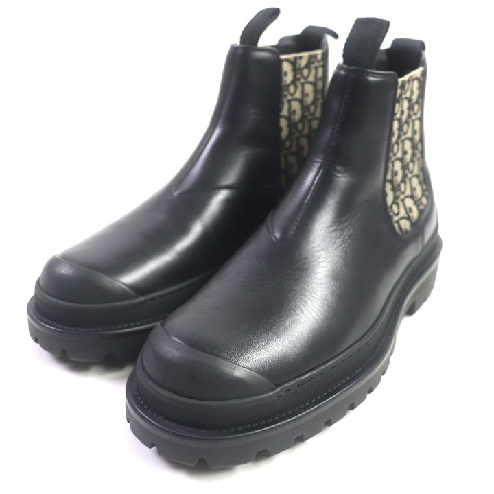 美品▼DIOR ディオール オム 定価176000円 DIOR EXPLORER オブリーク レザー サイドゴア チェルシー ブーツ ブラック 39 袋付 伊製