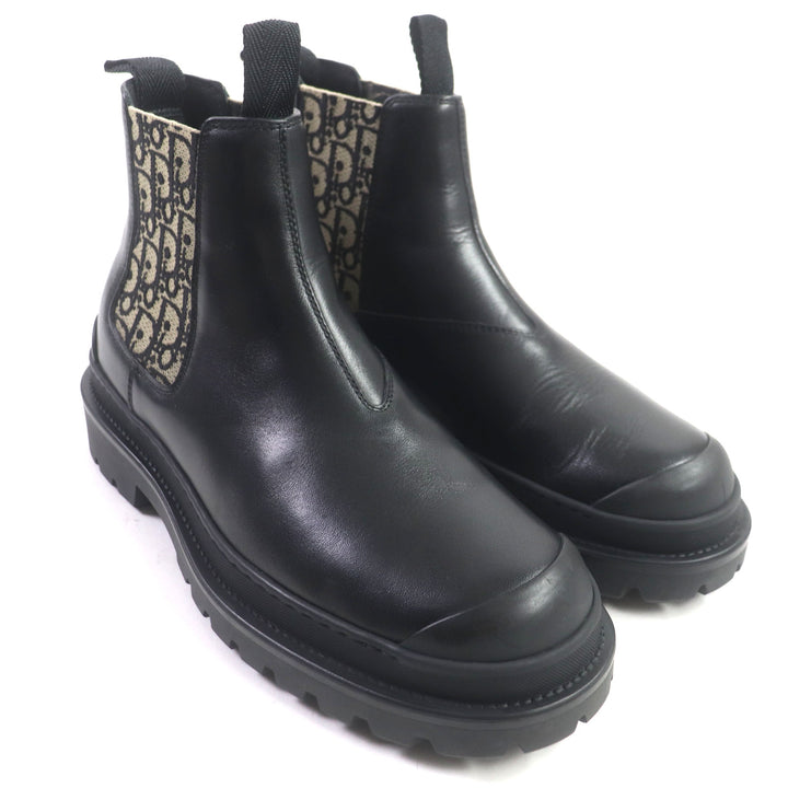 美品▼DIOR ディオール オム 定価176000円 DIOR EXPLORER オブリーク レザー サイドゴア チェルシー ブーツ ブラック 39 袋付 伊製