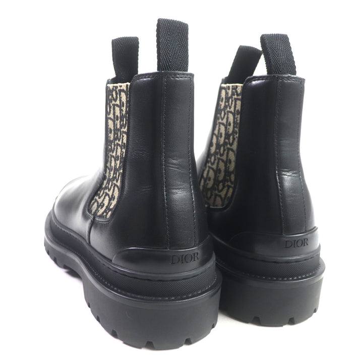 美品▼DIOR ディオール オム 定価176000円 DIOR EXPLORER オブリーク レザー サイドゴア チェルシー ブーツ ブラック 39 袋付 伊製