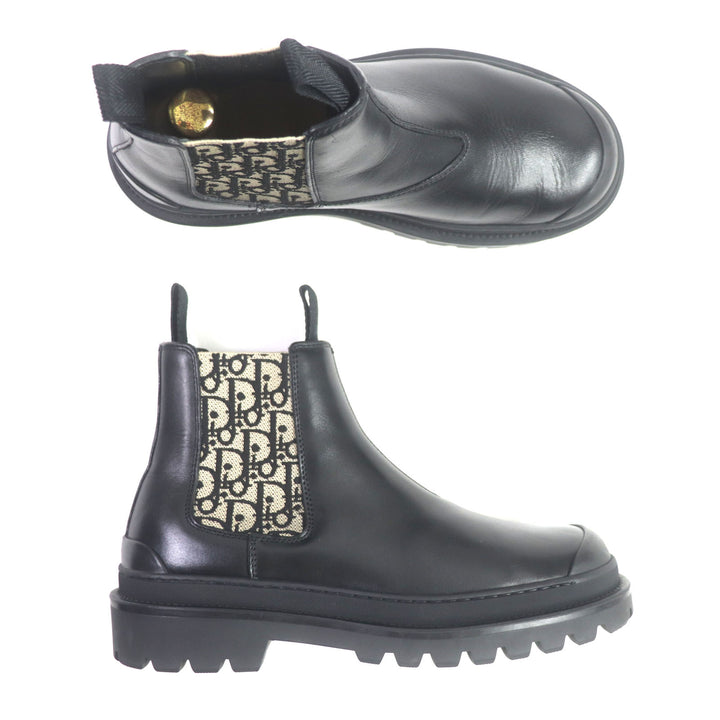 美品▼DIOR ディオール オム 定価176000円 DIOR EXPLORER オブリーク レザー サイドゴア チェルシー ブーツ ブラック 39 袋付 伊製