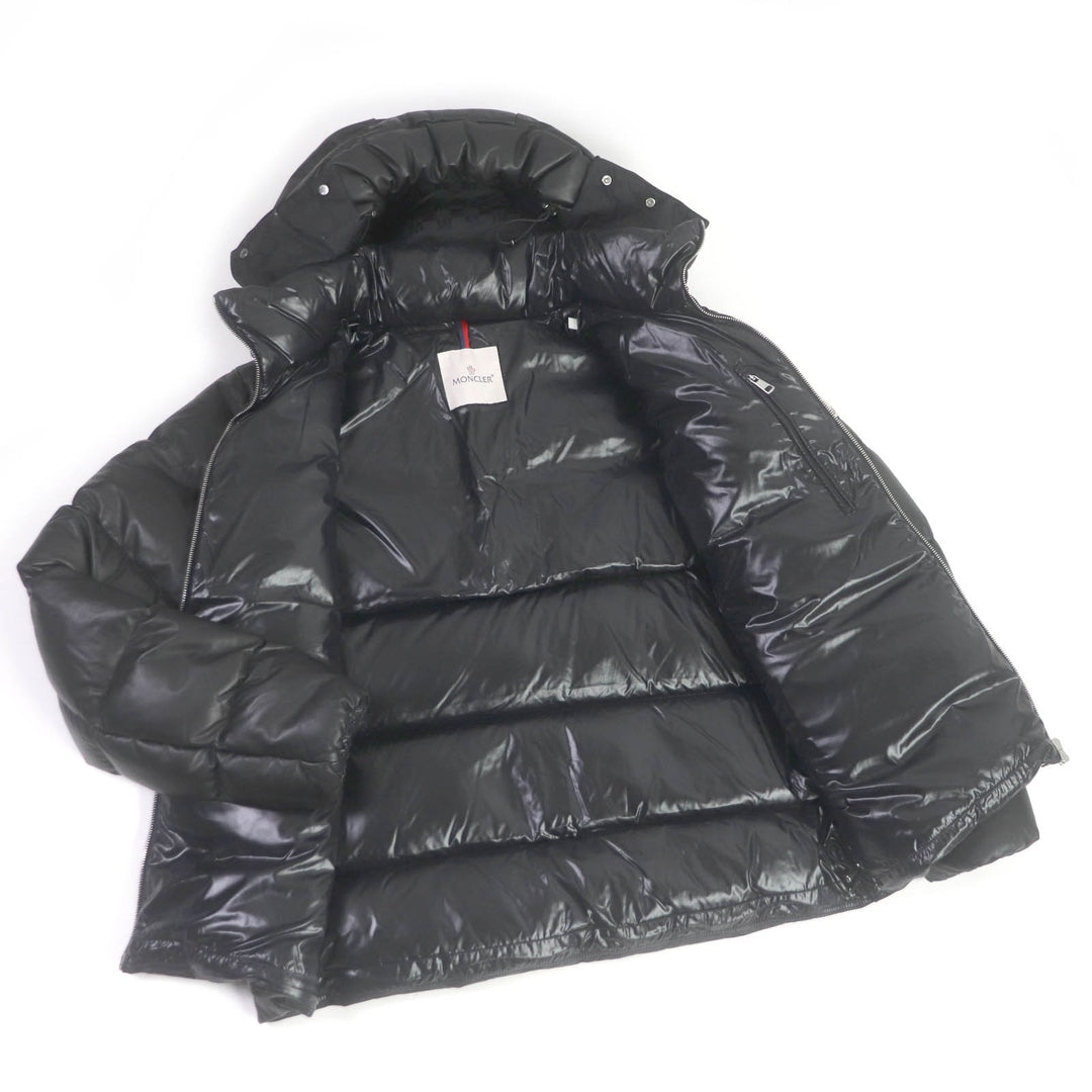 美品□MONCLER モンクレール 22-23AW DAUPHINELL ロゴワッペン付き フーデッド ラムレザーダウンジャケット ブラック 2 正規品 メンズ