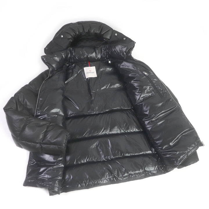 美品□MONCLER モンクレール 22-23AW DAUPHINELL ロゴワッペン付き フーデッド ラムレザーダウンジャケット ブラック 2 正規品 メンズ