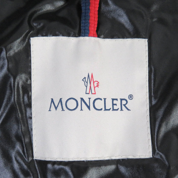 美品□MONCLER モンクレール 22-23AW DAUPHINELL ロゴワッペン付き フーデッド ラムレザーダウンジャケット ブラック 2 正規品 メンズ