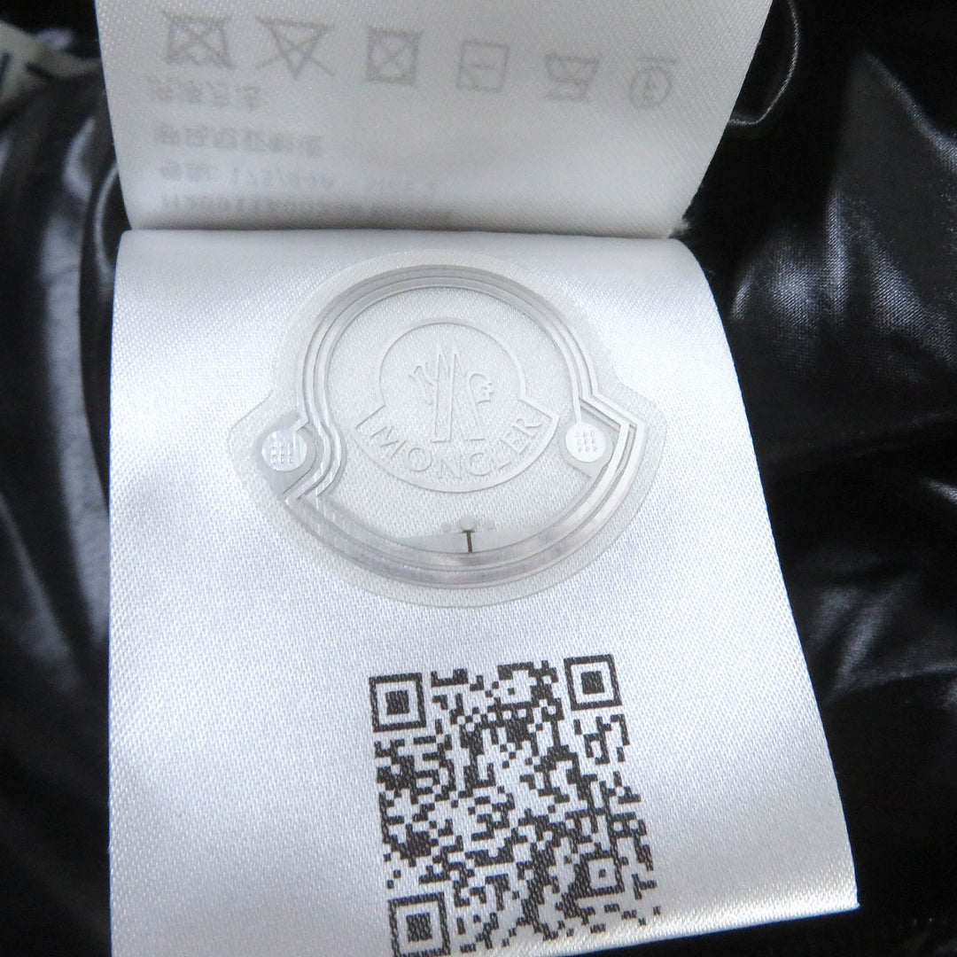 美品□MONCLER モンクレール 22-23AW DAUPHINELL ロゴワッペン付き フーデッド ラムレザーダウンジャケット ブラック 2 正規品 メンズ