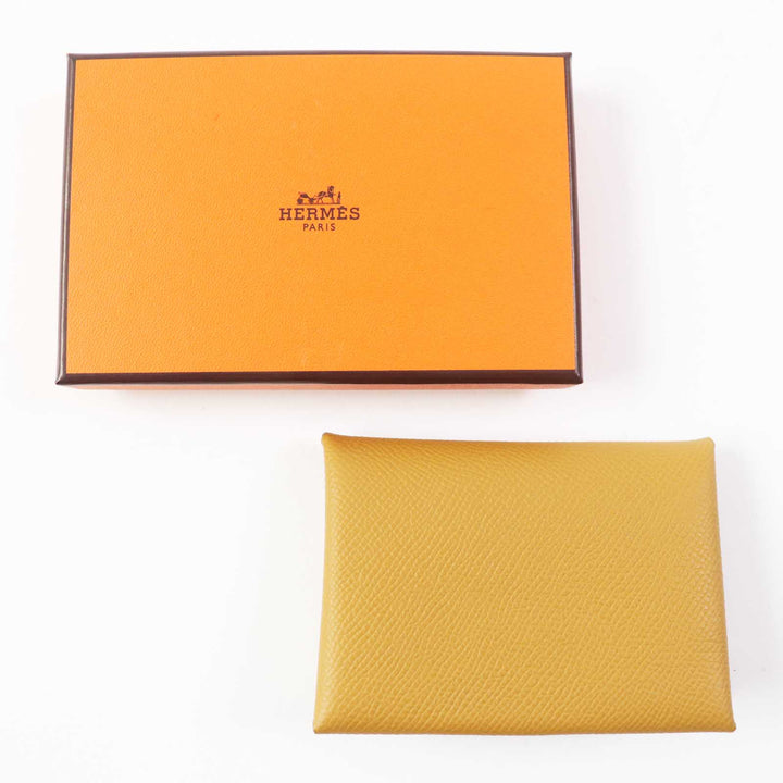 【ドンドン見直し】未使用品◎HERMES エルメス カルヴィ デュオ セサミ シルバー金具 ヴォーエプソン コインケース B刻印 箱付 仏製