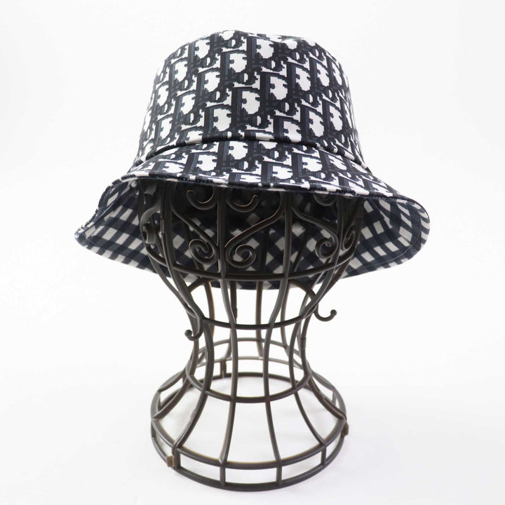 極美品◎クリスチャンディオール 22VIC923I130 D-LITTLE VICHY REVERSIBLE オブリーク リバーシブル バケットハット 57 伊製 正規品