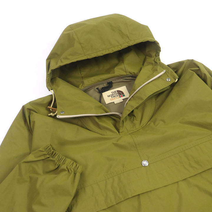 未使用品□GUCCI グッチ THE NORTH FACE 21SS 648874 ロゴパッチ フーデッド アノラックパーカー レインコート カーキ XS 正規品 メンズ