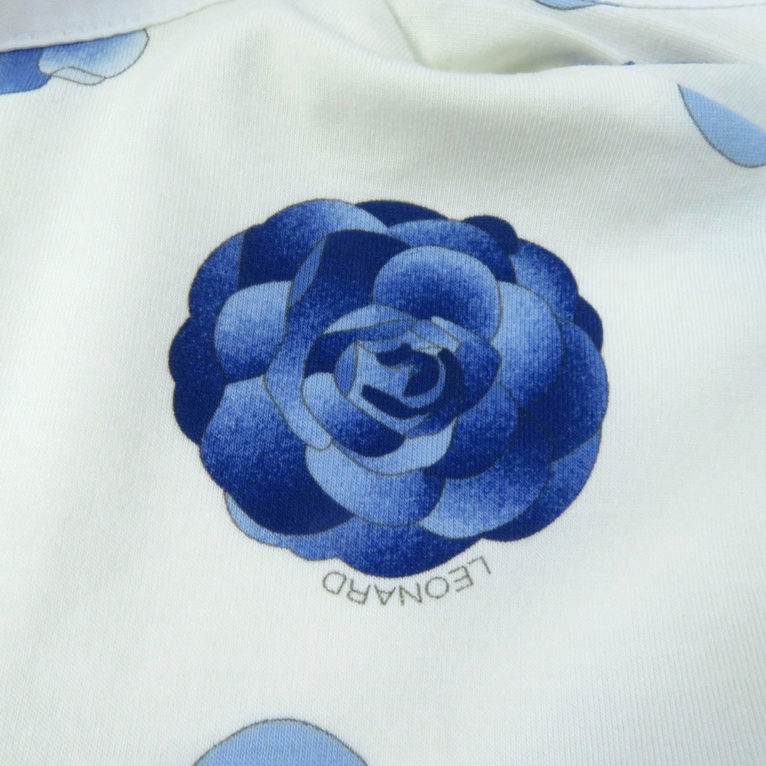 【ドンドン見直し】極美品★LEONARD SPORT レオナールスポーツ ロゴボタン付 花柄 半袖 シャツワンピース 40 日本製 正規品