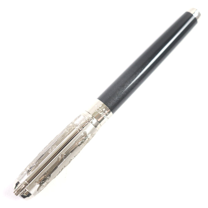 【ドンドン見直し】未使用品▼Dupont デュポン ワイルドウェスト ペン先14K Mニブ 198/1500 万年筆 ブラック シルバー ケース付 仏製
