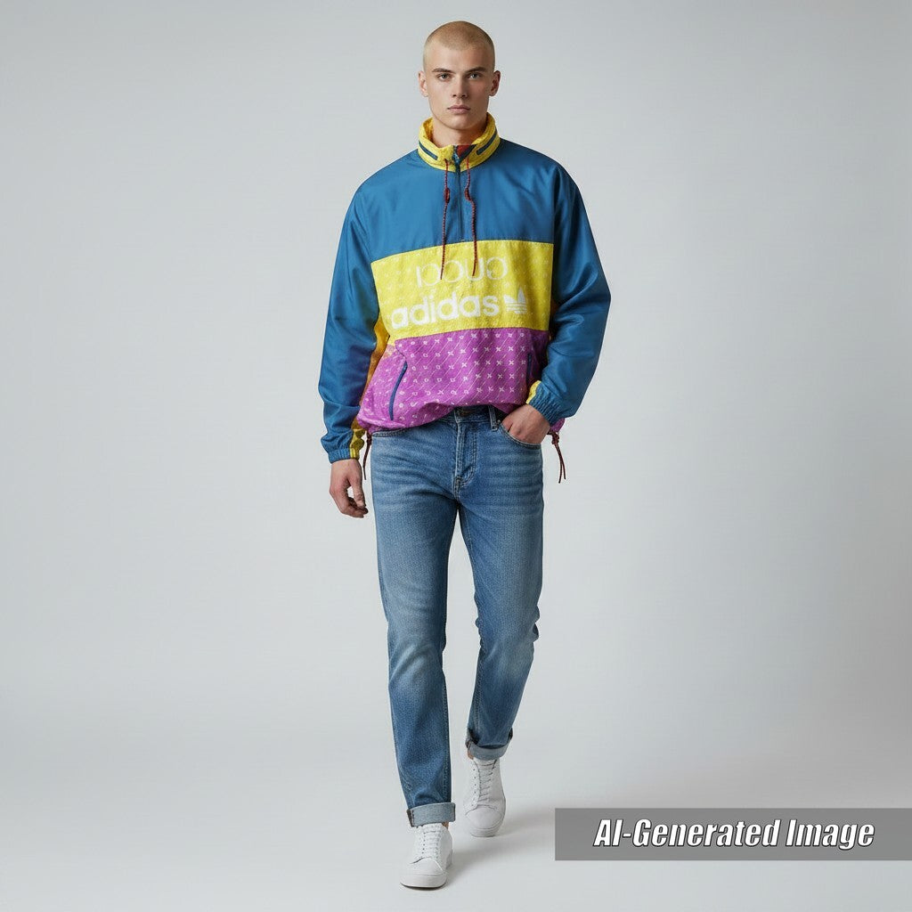 未使用品□GUCCI グッチ adidas 22AW 691429 トレフォイル 総柄 アノラックパーカー ブルゾン マルチカラー 52 伊製 正規品 メンズ