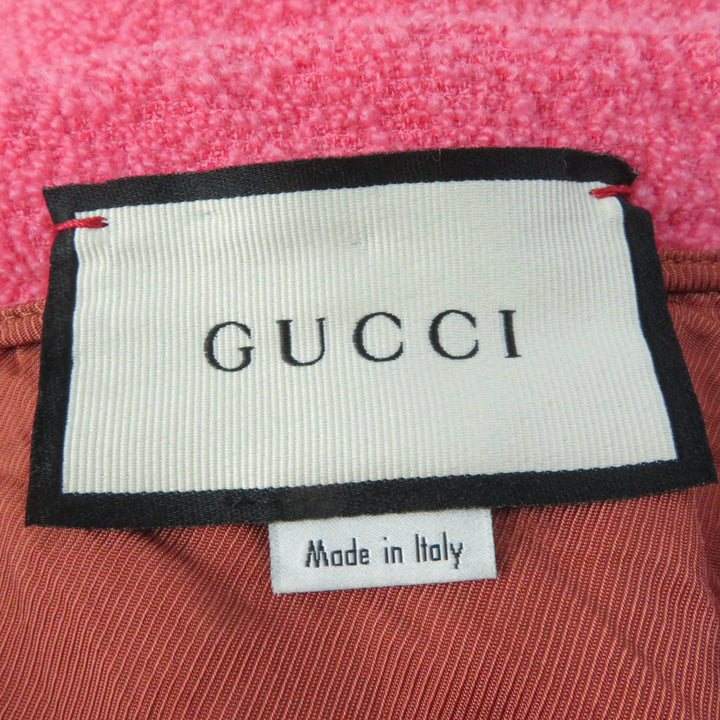 【ドンドン見直し】極美品☆GUCCI グッチ 631492 単色 ツイードスカート 台形スカート ミニスカート ピンク 36 伊製 正規品 レディース